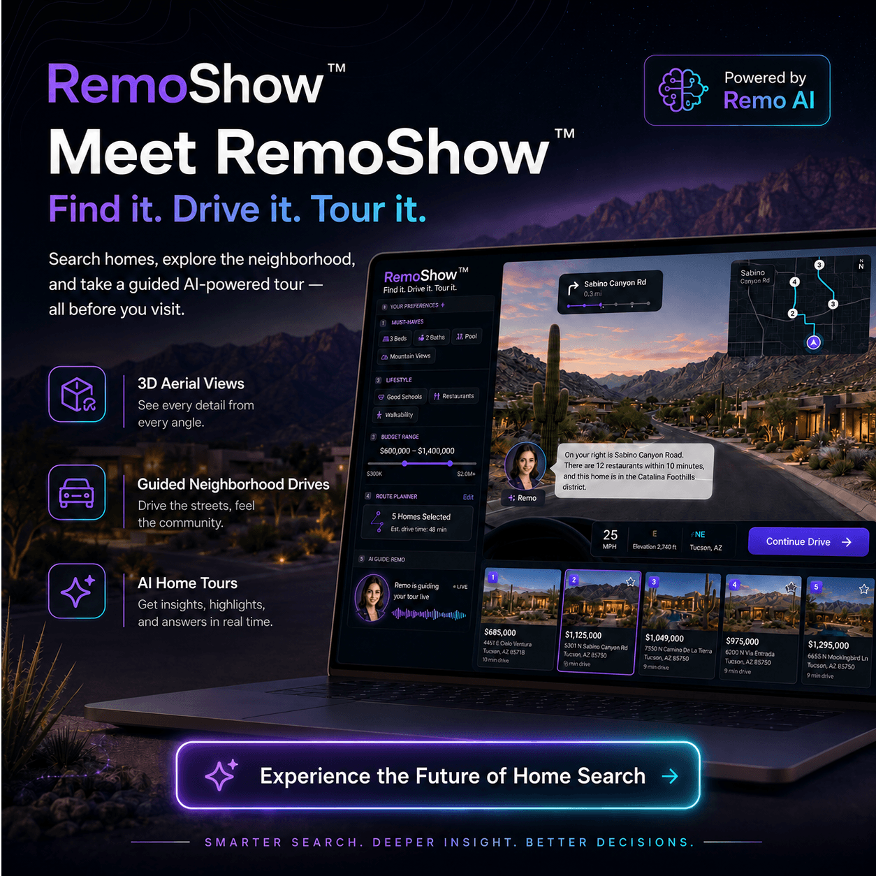 RemoShow guided route and neighborhood exploration content